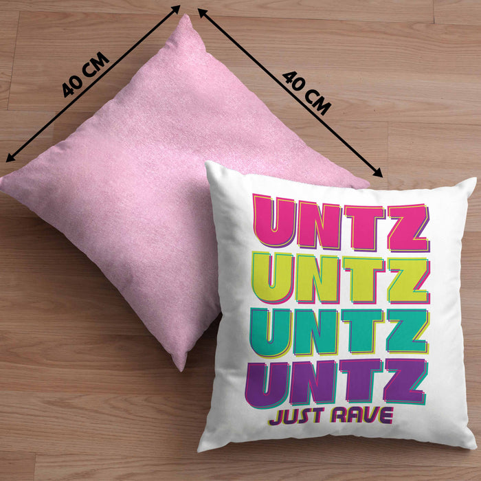 Untz Untz Untz Just Rave Kissen mit Füllung 40x40 Geschenk Techno Geschenkidee Raver Geburtstag (Grau) Rosa Trendation