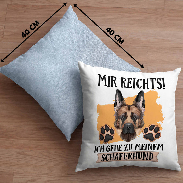 Schäferhund Besitzer Kissen mit Füllung 40x40 Geschenk Lustiger Spruch Geschenkidee Mir Reichts Ich Geh Zu Meinem Schäferhund (Grau) Blau Trendation