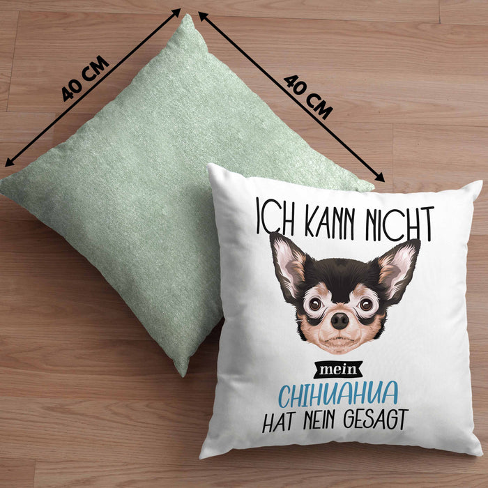 Chihuahua Besitzer Kissen mit Füllung 40x40 Geschenk Lustiger Spruch Geschenkidee Ich Kann Nicht Mein Chihuahua Hat Nein Gesagt (Grau) Grün Trendation