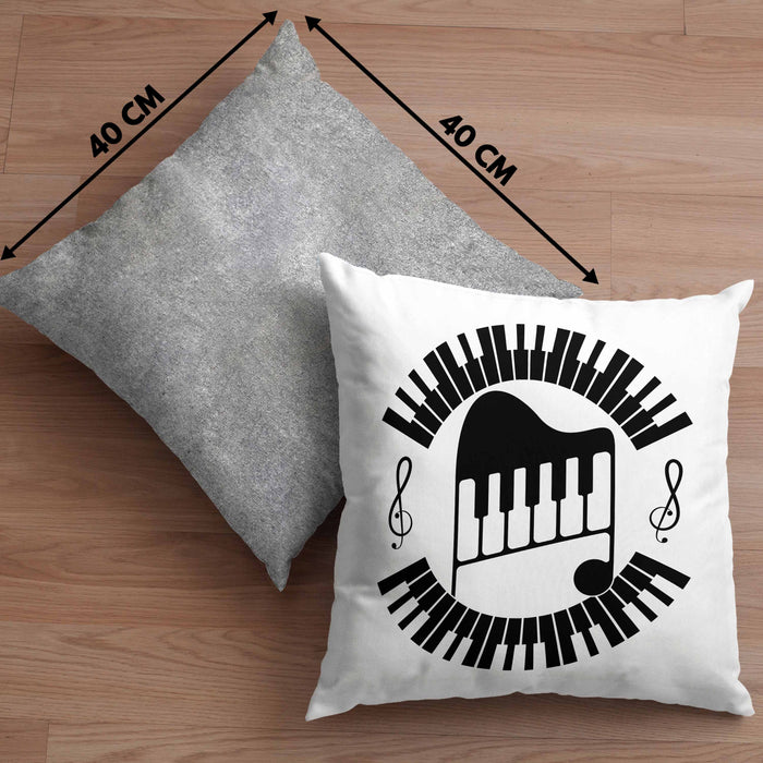 Piano-Spieler Kissen mit Füllung 40x40 Geschenk Klavier Geschenkidee Flügel Musiker Klavier Klavier-Spieler (Grau) Grau Trendation