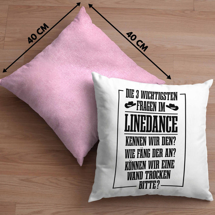 Linedance Geschenke Kissen mit Füllung 40x40 Geschenkidee Spruch Line Dance Frauen Sprüche Können Wir eine Wand Trocken (Grau) Rosa Trendation