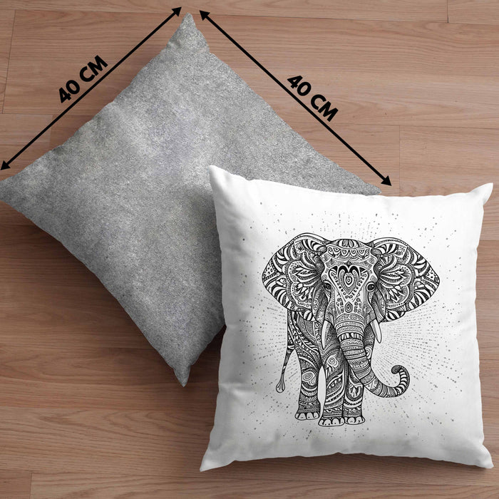 Elefant Kissen mit Füllung 40x40 Geschenk Für Elefanten-Liebhaber Geschenkidee Grafik Mandala (Grau) Grau Trendation