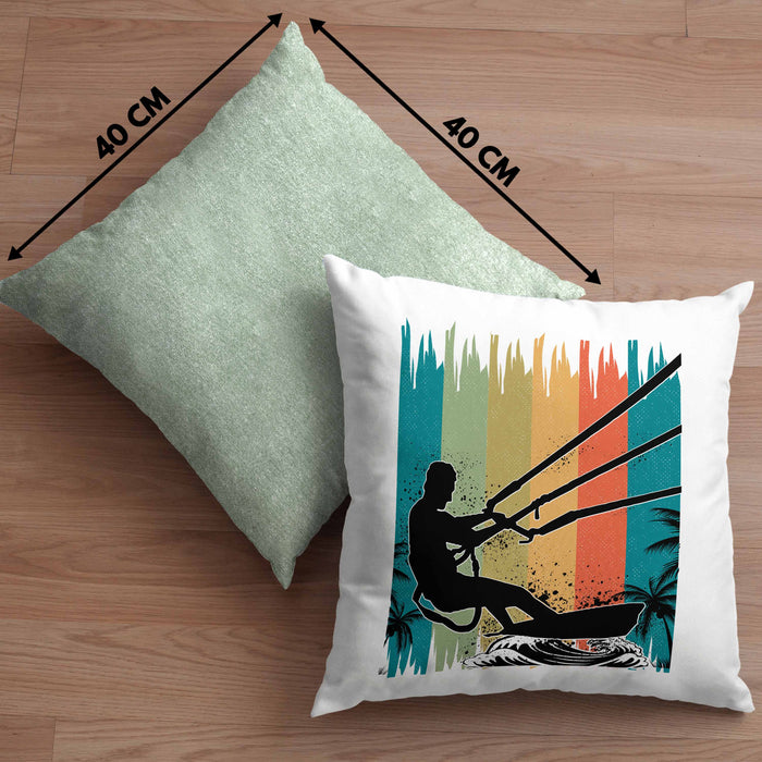Kitesurfing Kissen mit Füllung 40x40 Geschenk für Kitesurfer Geschenkidee (Grau) Grün Trendation