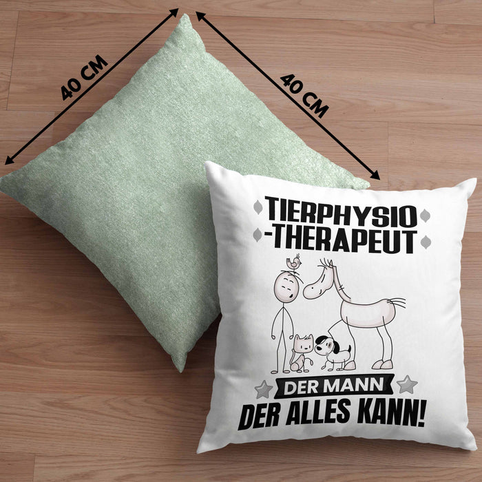 Tierphysiotherapeut Kissen mit Füllung 40x40 Geschenk für Tierphysiotherapeut Der Mann Der Alles Kann Geschenkidee zum Geburtstag (Grau) Grün Trendation
