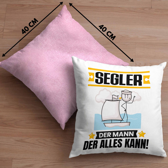 Segler Kissen mit Füllung 40x40 Geschenk für Segler Der Mann Der Alles Kann Geschenkidee zum Geburtstag (Grau) Rosa Trendation