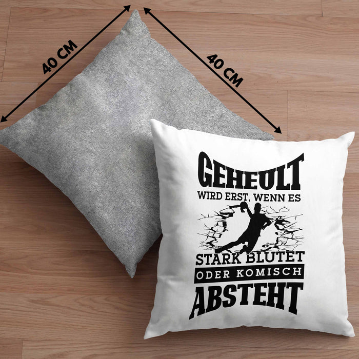 Lustige Kissen mit Füllung 40x40 Handball-Spieler als Geschenkidee Spruch Geschenk Handballspieler Trainer Coach (Grau) Grau Trendation