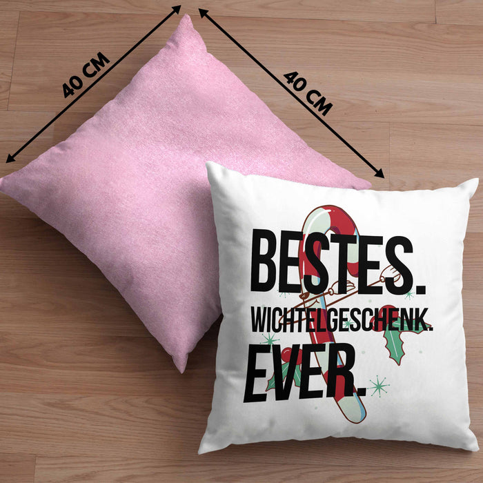 Schrott-Wichtelgeschenk für Frauen Kollegen Geschenk Wichteln Weihnachten Bestes Wichtelgeschenk Ever geschenkidee SchrottwichtelnKissen mit Füllung 40x40 (Grau) Rosa Trendation