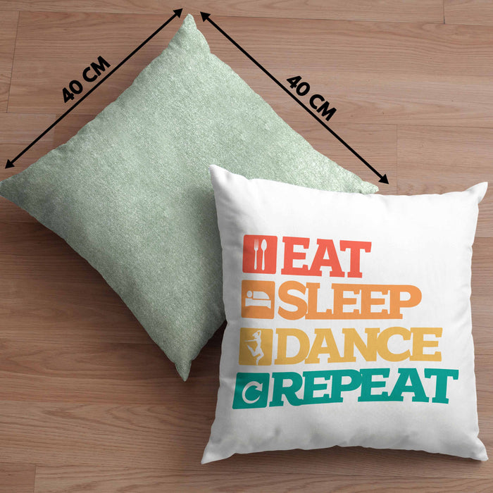 Lustige Tänzer Kissen mit Füllung 40x40 Geschenk für Tanzbegeisterte Tanzlehrer Grafik Eat Sleep Dance Repeat (Grau) Grün Trendation