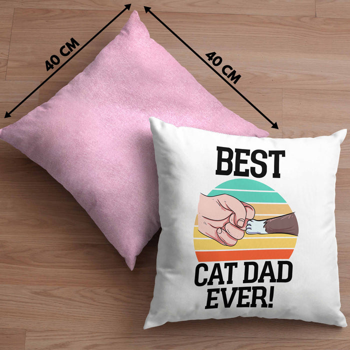 Geschenkidee für Katzen-Papa Kissen mit Füllung 40x40 Katzenmotiv Best Cat Dad Ever (Grau) Rosa Trendation