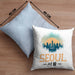 Seoul Kissen mit Füllung 40x40 Geschenk Südkorea South Korea Kpop (Grau) Blau Trendation