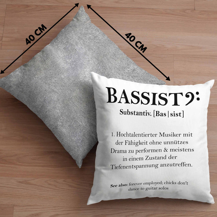 Bassist Kissen mit Füllung 40x40 Geschenk Definition Lustiger Spruch Bass-Spieler Geschenkidee (Grau) Grau Trendation