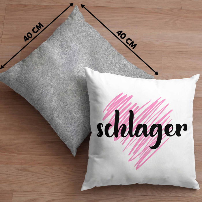Kissen mit Füllung 40x40 Geschenk für Schlager Fans Kissen mit Füllung 40x40 Musikmotiv Spruch (Grau) Grau Trendation