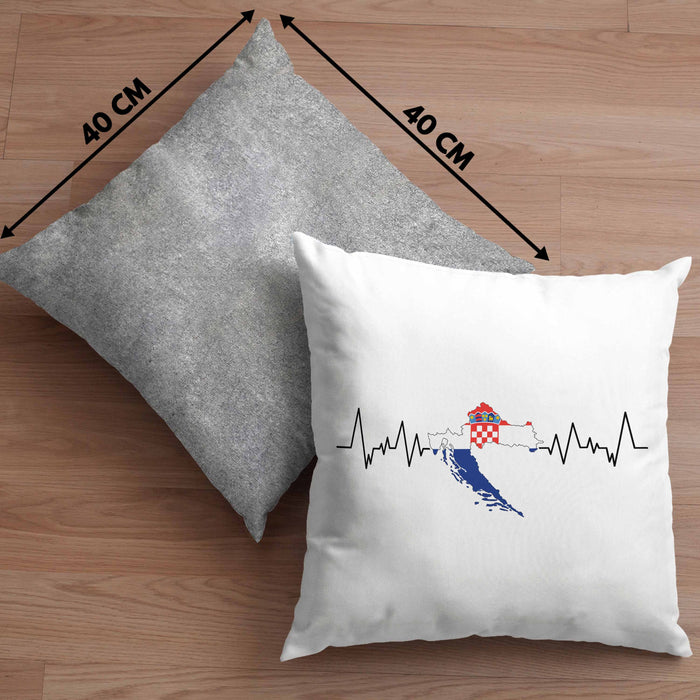 Kroatische Flagge Kissen mit Füllung 40x40 Geschenk Herzschlag Kroatien (Grau) Grau Trendation