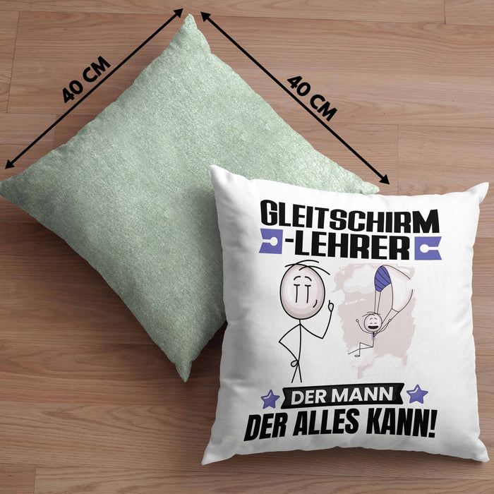 Gleitschirmlehrer Kissen mit Füllung 40x40 Geschenk für Gleitschirmlehrer Der Mann Der Alles Kann Geschenkidee zum Geburtstag (Grau) Grün Trendation