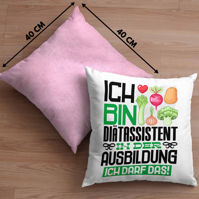 Diätassistent Ausbildung Kissen mit Füllung 40x40 Geschenk Ich Bin Diätassistent In Der Ausbildung Ich Darf Das Geschenkidee Spruch (Grau) Rosa Trendation