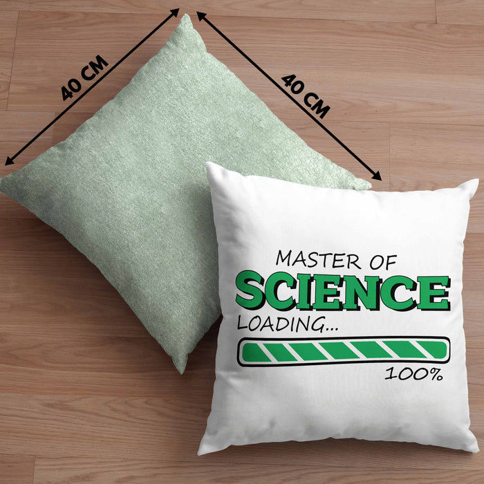 Lustige Kissen mit Füllung 40x40 "Master Of Science Loading" - Geschenkidee für Absolventen Master (Grau) Grün Trendation