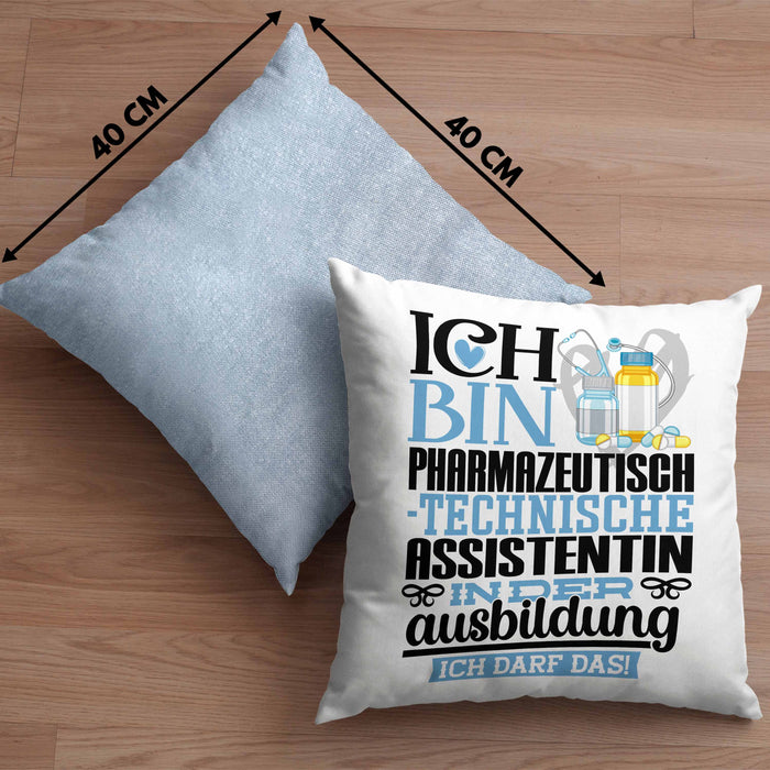 Pharmazeutisch-technische Assistentin Ausbildung Start Geschenk Kissen mit Füllung 40x40 Ich Bin Pharmazeutisch-technische Assistentin In Der Ausbildung Ich Darf Das Geschenkidee (Grau) Blau Trendation