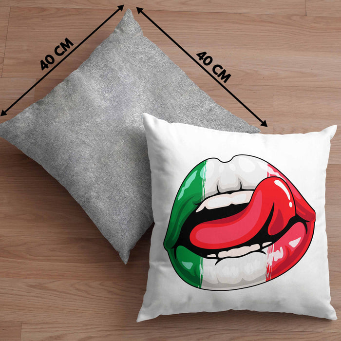 Italien Kissen mit Füllung 40x40 Geschenk Lippen Italiener Geschenkidee Sprüche (Grau) Grau Trendation