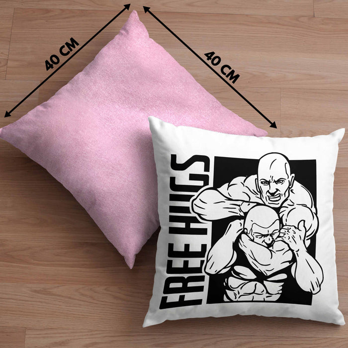 MMA-Kissen mit Füllung 40x40 Geschenk für MMA-Kämpfer Geschenkidee Free Hugs (Grau) Rosa Trendation
