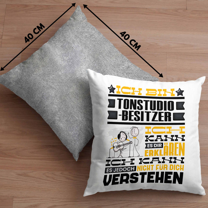 Tonstudio-Besitzer Geschenk Kissen mit Füllung 40x40 Lustige Geschenkdiee für einen Tonstudio-Besitzer Geburtstag Ich Bin Tonstudio-Besitzer Ich Kann Es Dir Erklären Aber Nicht Für Dich Verstehen (Grau) Grau Trendation