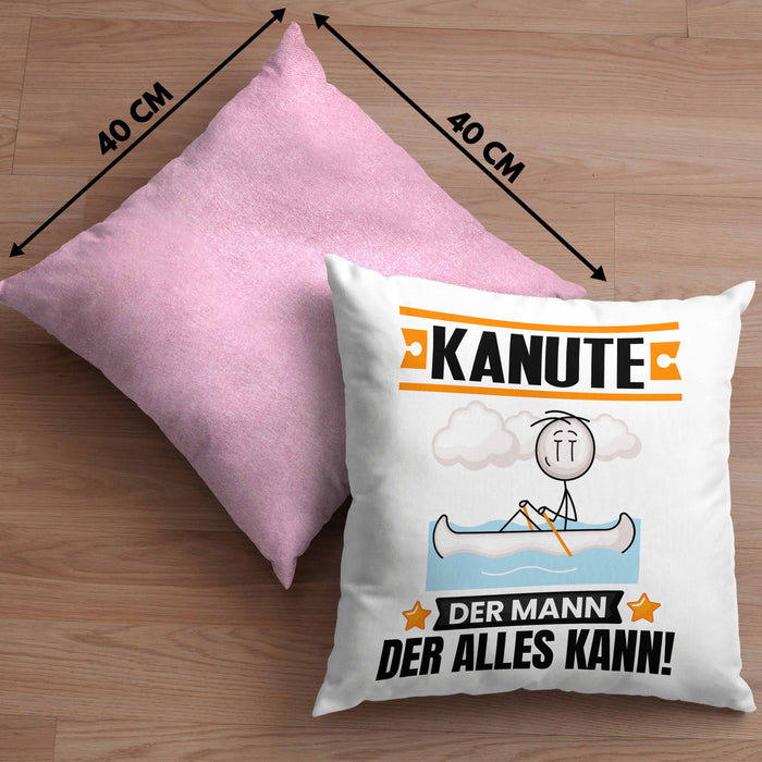 Kanute Kissen mit Füllung 40x40 Geschenk für Kanute Der Mann Der Alles Kann Geschenkidee zum Geburtstag (Grau) Rosa Trendation
