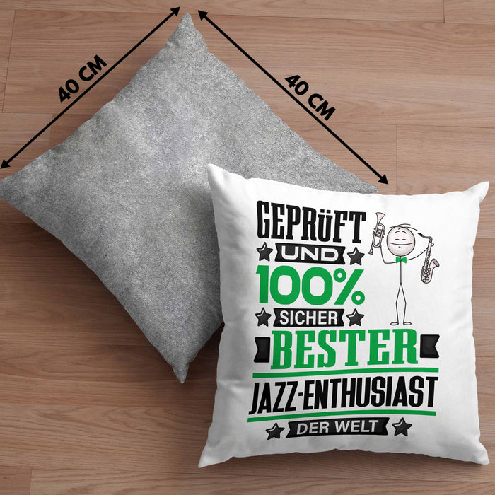Jazz-Enthusiast Geschenk Lustiger Spruch für Jazz-Enthusiast Geschenkidee Bester Jazz-Enthusiast Der WeltKissen mit Füllung 40x40 (Grau) Grau Trendation