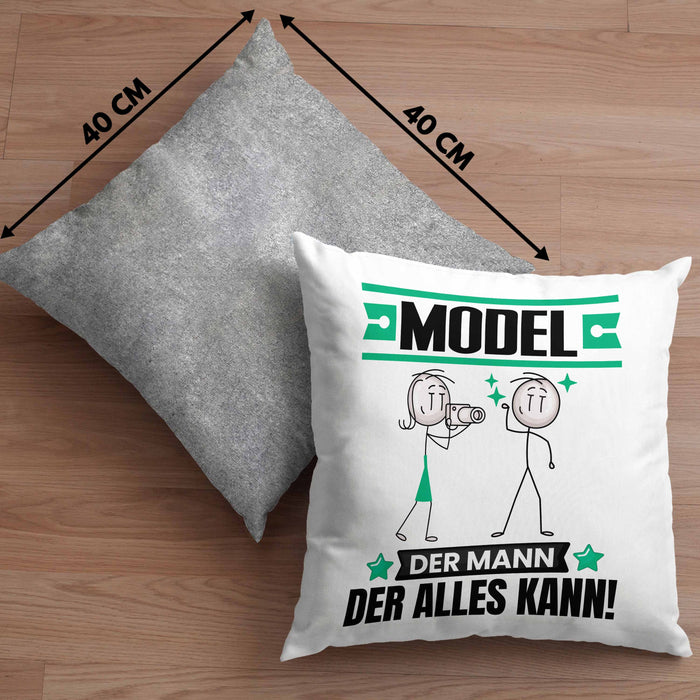 Model Kissen mit Füllung 40x40 Geschenk für Model Der Mann Der Alles Kann Geschenkidee zum Geburtstag (Grau) Grau Trendation