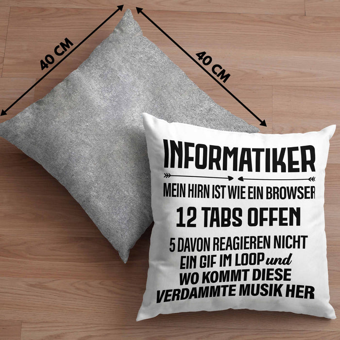 Informatiker Kissen mit Füllung 40x40 Geschenk Programmierer Gadget Lustig Geschenkidee Männer Zubehör Informatiklehrer IT Programmierer (Grau) Grau Trendation
