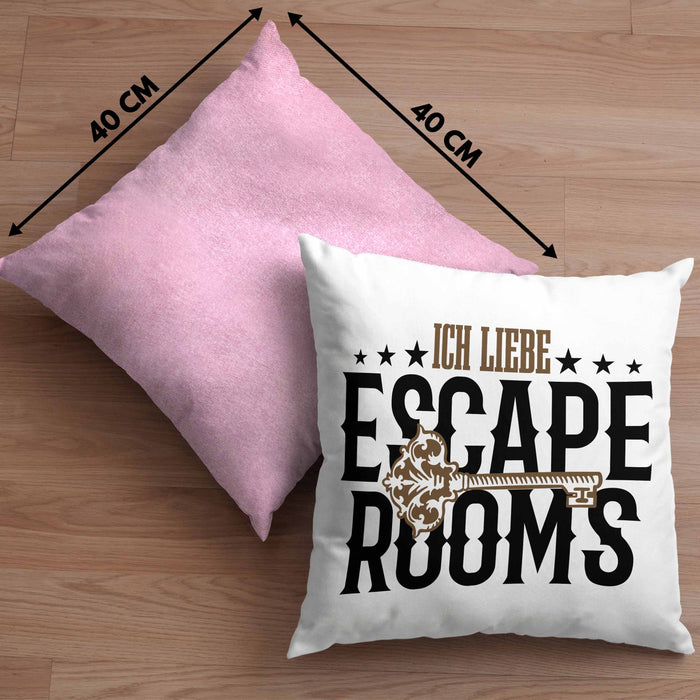 Escape Room Lustige Kissen mit Füllung 40x40 Escape Room Fans Geschenkidee (Grau) Rosa Trendation