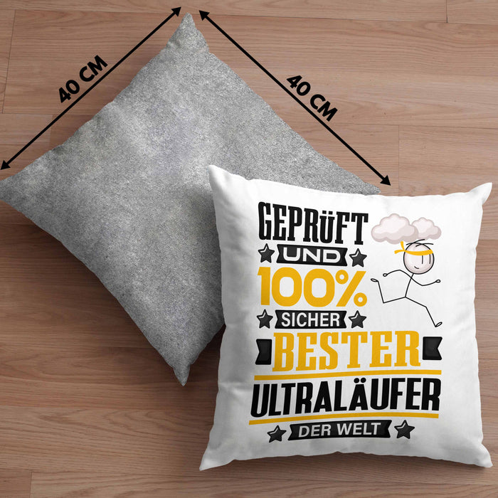 Ultraläufer Geschenk Lustiger Spruch für Ultraläufer Geschenkidee Bester Ultraläufer Der WeltKissen mit Füllung 40x40 (Grau) Grau Trendation