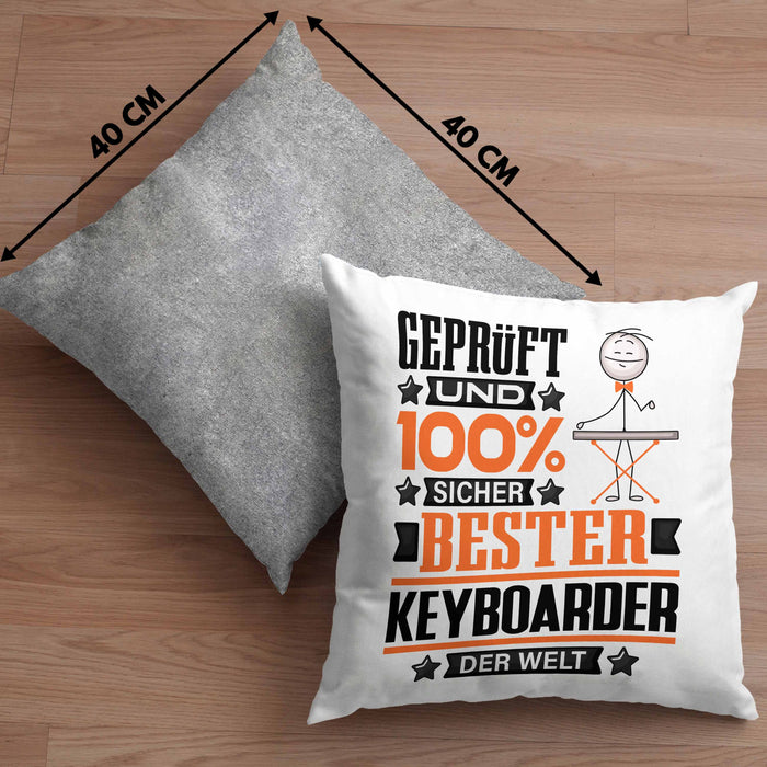Keyboarder Geschenk Lustiger Spruch für Keyboarder Geschenkidee Bester Keyboarder Der WeltKissen mit Füllung 40x40 (Grau) Grau Trendation