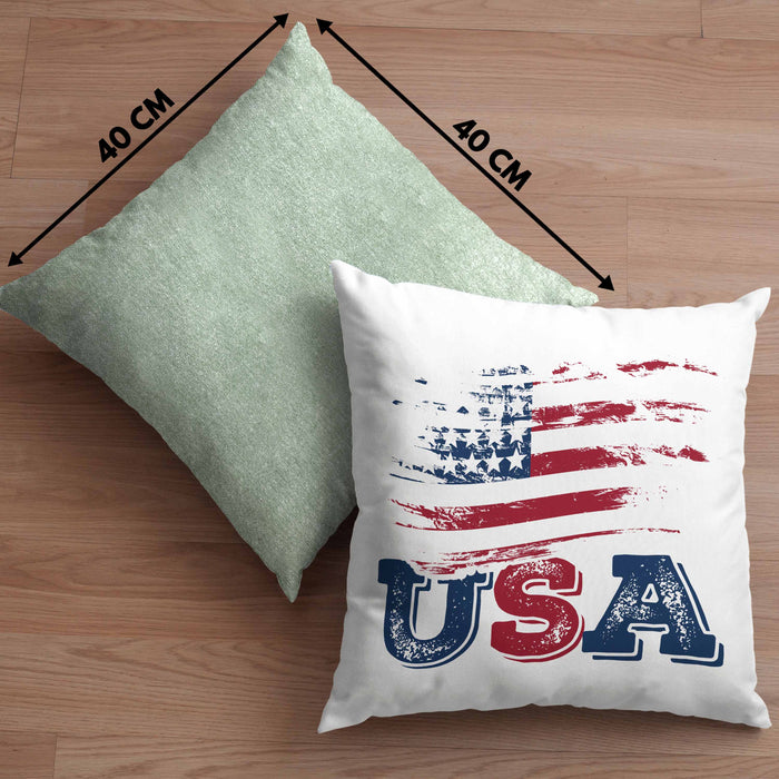 USA Flagge Kissen mit Füllung 40x40 Geschenk Amerika Geschenkidee Auslandjahr Vereinigte Staaten Von Amerika (Grau) Grün Trendation