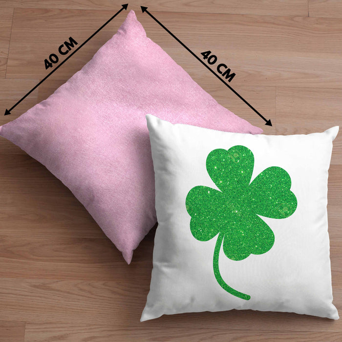 St Patricks Day Kissen mit Füllung 40x40 Klee Kleeblatt Irisch Irland Geschenkidee (Grau) Rosa Trendation