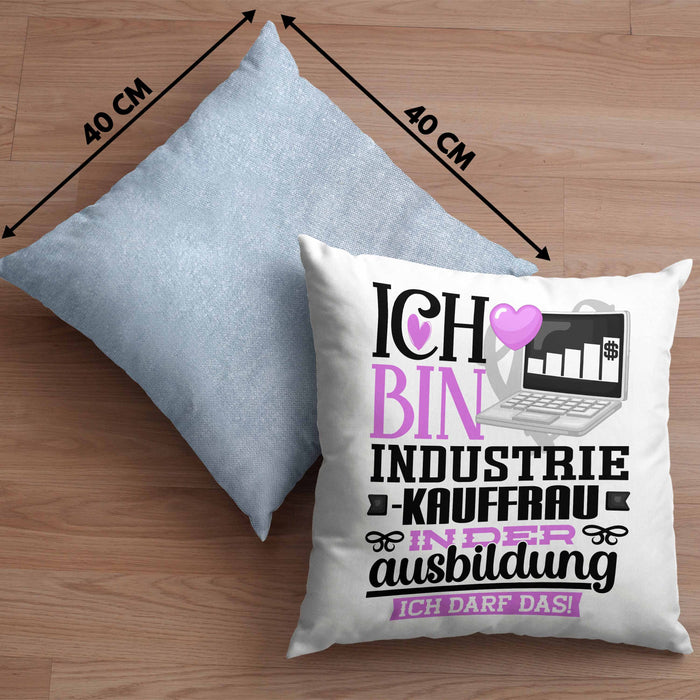Industriekauffrau Ausbildung Start Geschenk Kissen mit Füllung 40x40 Ich Bin Industriekauffrau In Der Ausbildung Ich Darf Das Geschenkidee (Grau) Blau Trendation