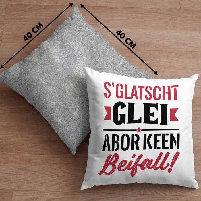 Sachsen Kissen mit Füllung 40x40 Sprüche "Es klatscht glei" Sächsisch Ossi Geschenk Kaffee-Kissen mit Füllung 40x40 (Grau) Grau Trendation
