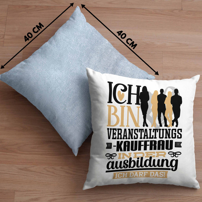 Veranstaltungskauffrau Ausbildung Start Geschenk Kissen mit Füllung 40x40 Ich Bin Veranstaltungskauffrau In Der Ausbildung Ich Darf Das Geschenkidee (Grau) Blau Trendation