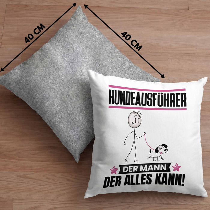 Hundeausführer Kissen mit Füllung 40x40 Geschenk für Hundeausführer Der Mann Der Alles Kann Geschenkidee zum Geburtstag (Grau) Grau Trendation