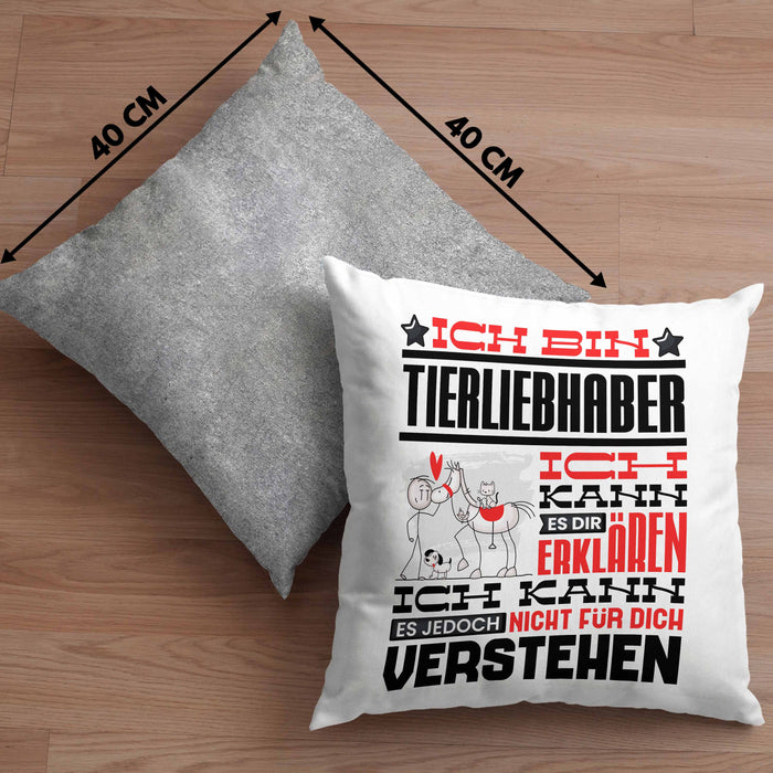 Tierwohlhaber Geschenk Kaffee-Kissen mit Füllung 40x40 Geschenkidee für Tierwohlhaber Ich Bin Tierwohlhaber Ich Kann Es Dir Erklären Jedoch Nicht Für Dich Verstehen Spruch Lustig (Grau) Grau Trendation