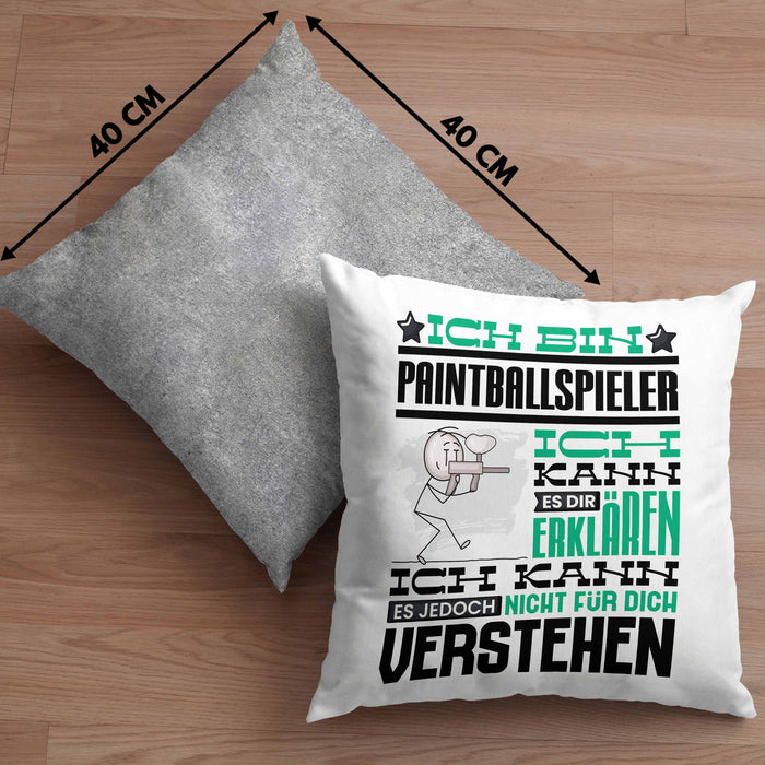Paintballspieler Geschenk Kaffee-Kissen mit Füllung 40x40 Geschenkidee für Paintballspieler Ich Bin Paintballspieler Ich Kann Es Dir Erklären Jedoch Nicht Für Dich Verstehen Spruch Lustig (Grau) Grau Trendation