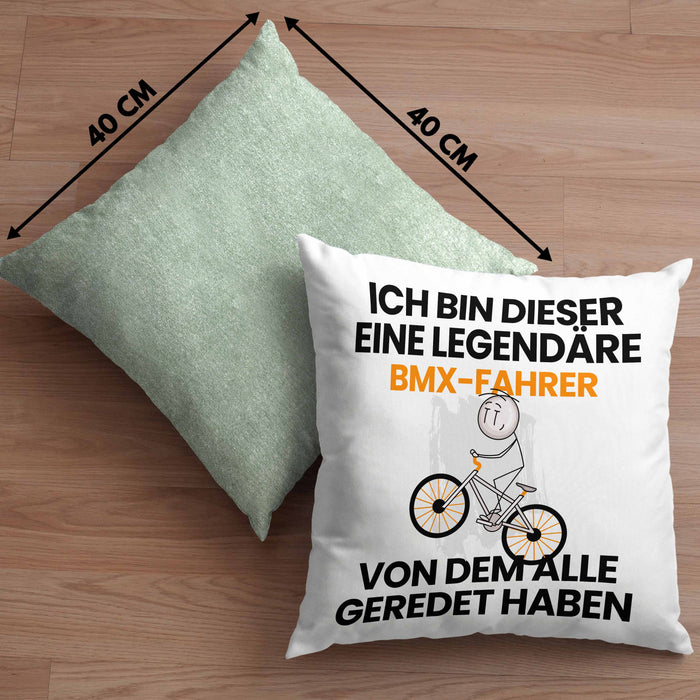 BMX-Fahrer Geschenk Kissen mit Füllung 40x40 Lustige Geschenkidee Geburtstag für BMX-Fahrer Ich Bin Dieser Legendäre BMX-Fahrer Von Dem Alle Geredet Haben (Grau) Grün Trendation