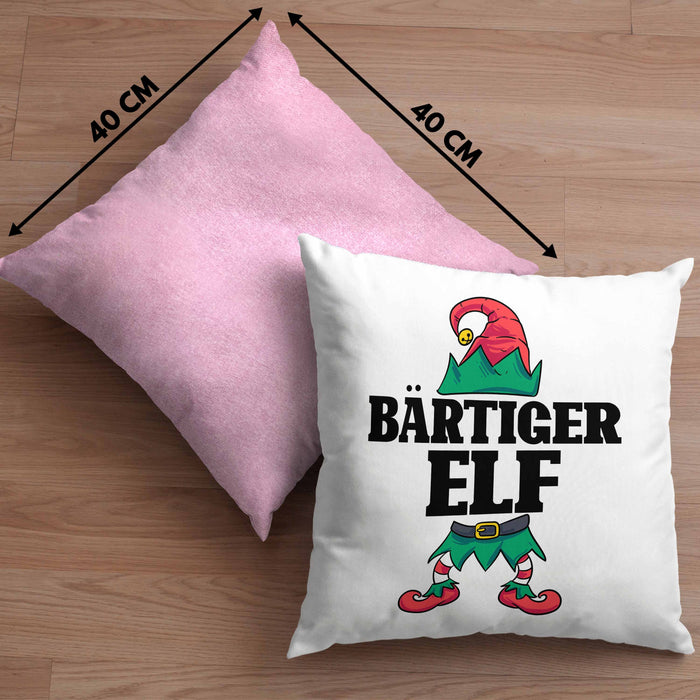 Bart Kissen mit Füllung 40x40 Geschenk Lustiger Spruch Bartträger Bärtiger Elf Geschenkidee Geburtstag (Grau) Rosa Trendation