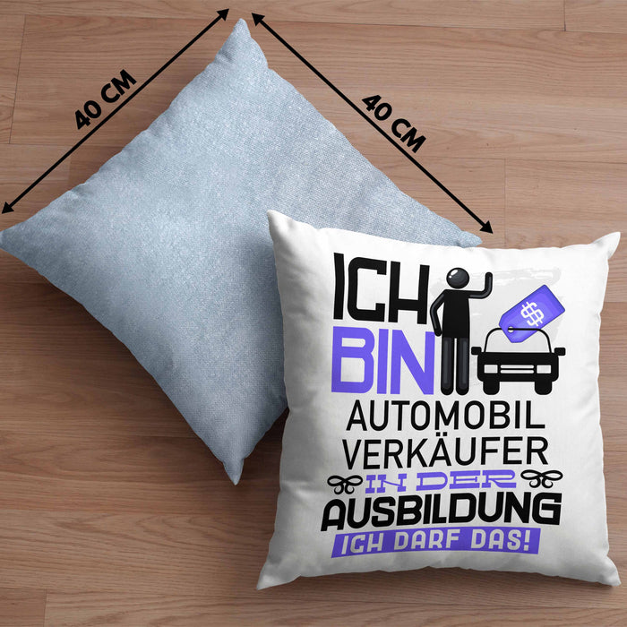 Automobilverkäufer Ausbildung Kissen mit Füllung 40x40 Geschenk Ich Bin Automobilverkäufer In Der Ausbildung Ich Darf Das Geschenkidee Spruch (Grau) Blau Trendation