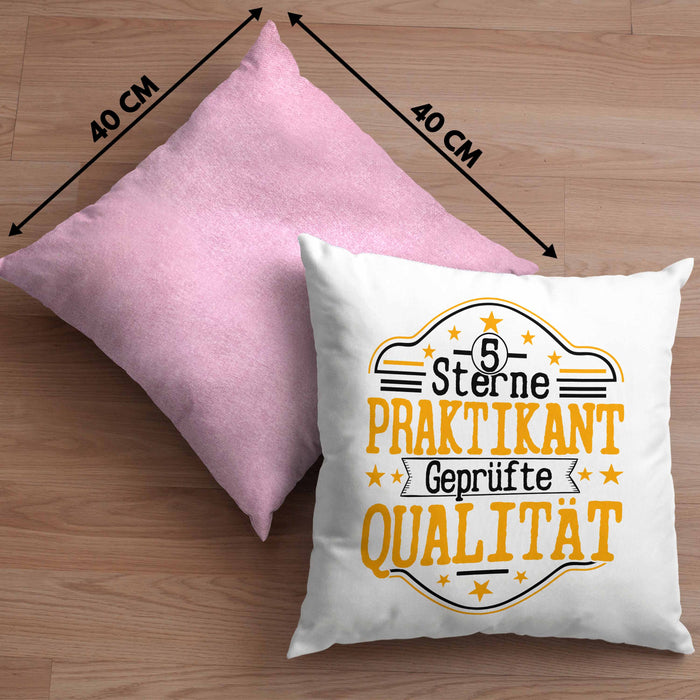 Praktikant Kissen mit Füllung 40x40 Geschenk Für Praktikanten Geschenkidee Geprüfte Qualität (Grau) Rosa Trendation