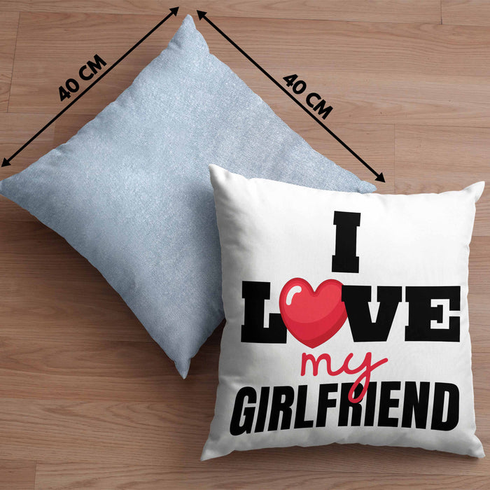 I Love My Girlfriend Kissen mit Füllung 40x40 Geschenk für Freund Beziehung Liebe Geschenkidee (Grau) Blau Trendation