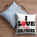 I Love My Girlfriend Kissen mit Füllung 40x40 Geschenk für Freund Beziehung Liebe Geschenkidee (Grau) Blau Trendation