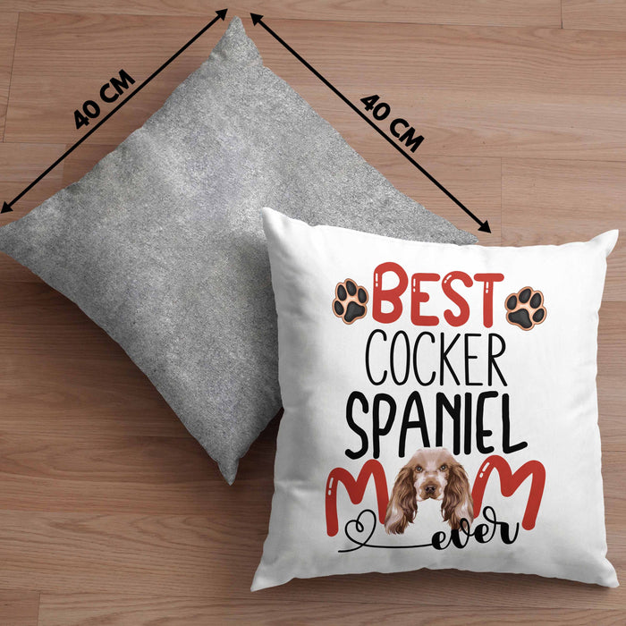 Cocker Spaniel Mom Besitzerin Kissen mit Füllung 40x40 Geschenk Lustiger Spruch Geschenkidee Besitzerin Cocker Spaniel Mama (Grau) Grau Trendation