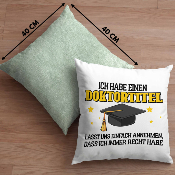 Lustige Kissen mit Füllung 40x40 Doktortitel Bestanden- Geschenk Bestandene Prüfung (Grau) Grün Trendation