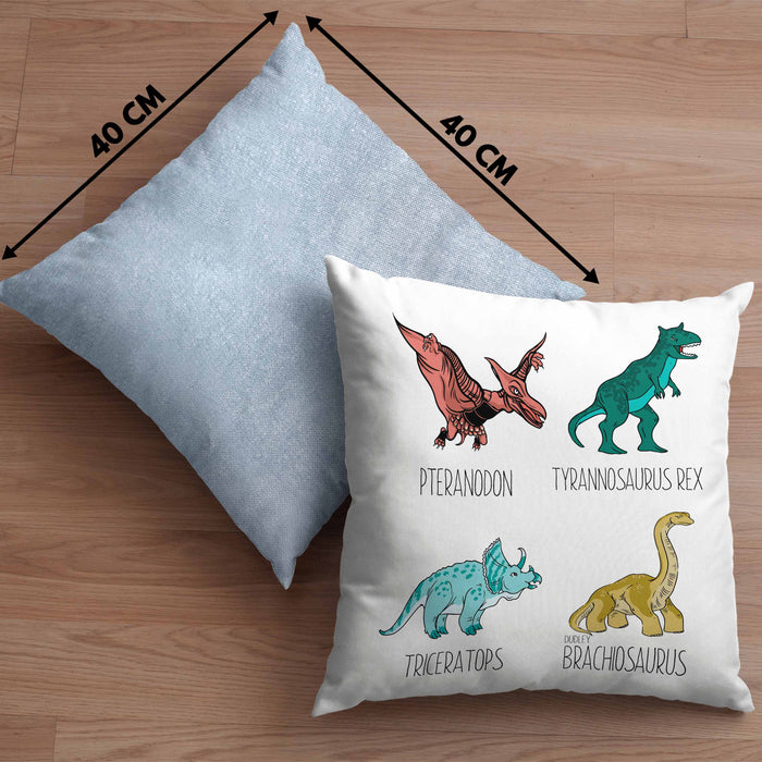 Arten Von Dinosauriern Kissen mit Füllung 40x40 Geschenk Für Jungs Dinos T-Rex Jungen Mädchen Dinos Tyrannosaurus (Grau) Blau Trendation