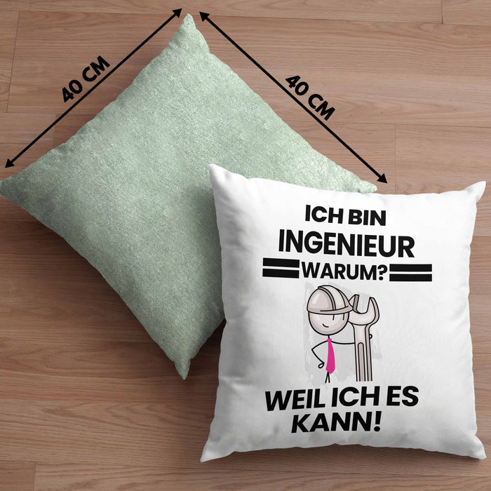 Ingenieur Geschenk Kissen mit Füllung 40x40 Lustiger Spruch Ich Bin Ingenieur Warum Weil Ich Es Kann Geschenkidee Bester Ingenieur Geburtstag (Grau) Grün Trendation