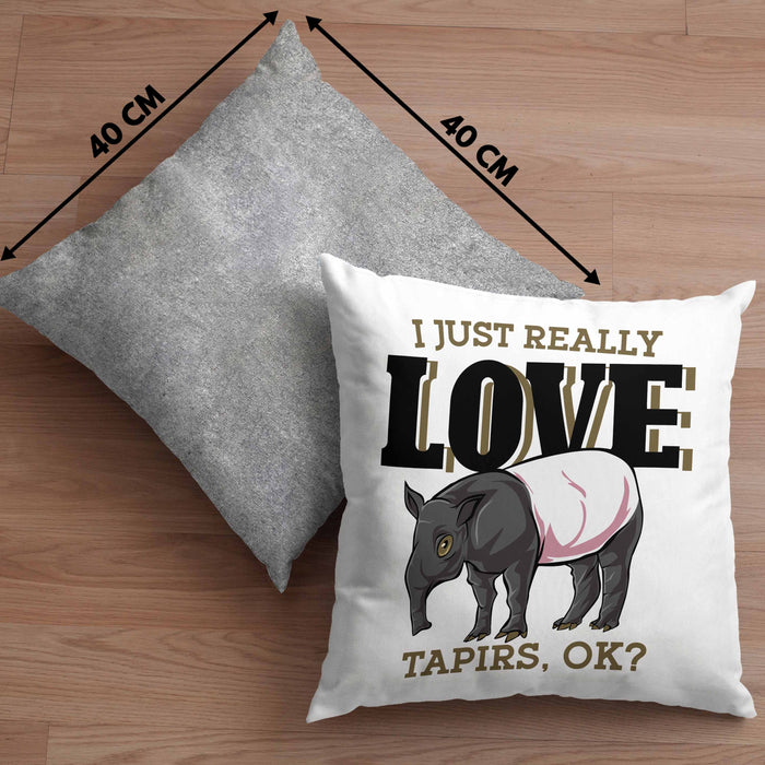 Lustige Tapir Kissen mit Füllung 40x40 Geschenk Tapir Liebhaber (Grau) Grau Trendation